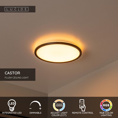 Lucide CASTOR - Flush ceiling light - Ø 32 cm - LED Dim. - CCT - 1x20W 2700K/6500K - Rgb - Opal